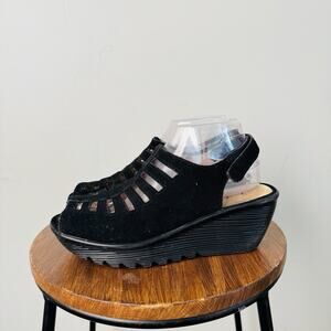 Skechers Black Strappy Wedge Sandals With Memory Foam Women’s Size 8